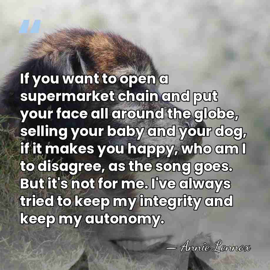 If you want to open a supermarket chain and put your face&hellip; - Annie Lennox