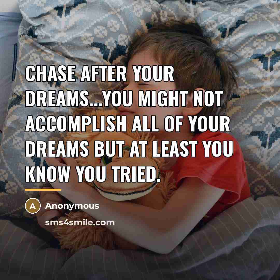 “Chase after your dreams...you might not accomplish all of your…” quote by Anonymous