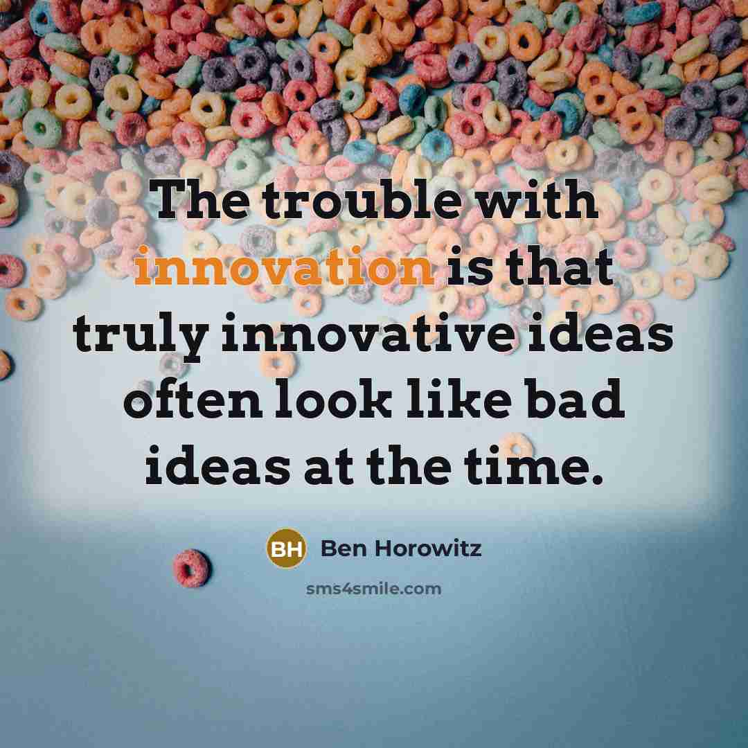 “The trouble with innovation is that truly innovative ideas often…” quote by Ben Horowitz