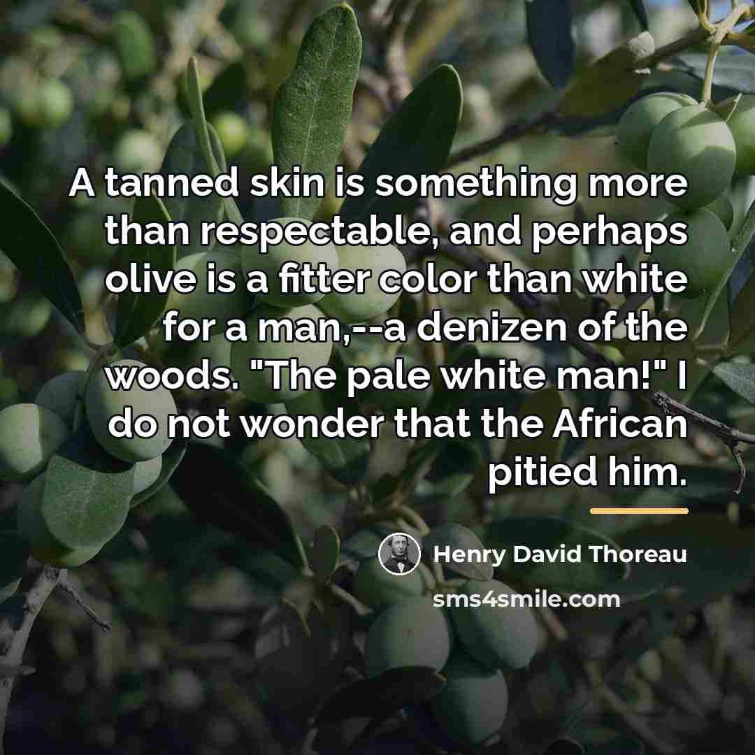 “A tanned skin is something more than respectable, and perhaps…” quote by Henry David Thoreau