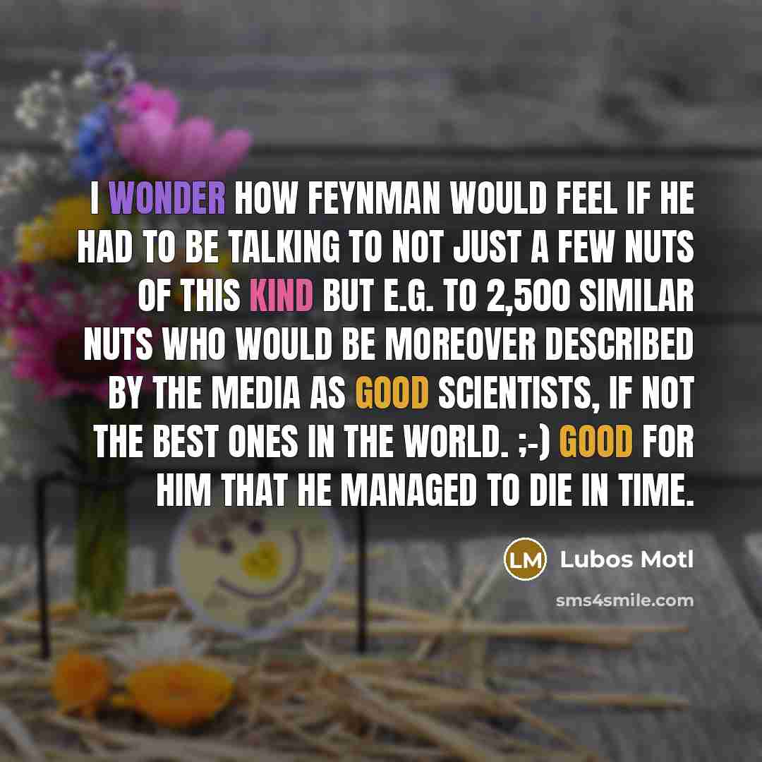 “I wonder how Feynman would feel if he had to…” quote by Lubos Motl