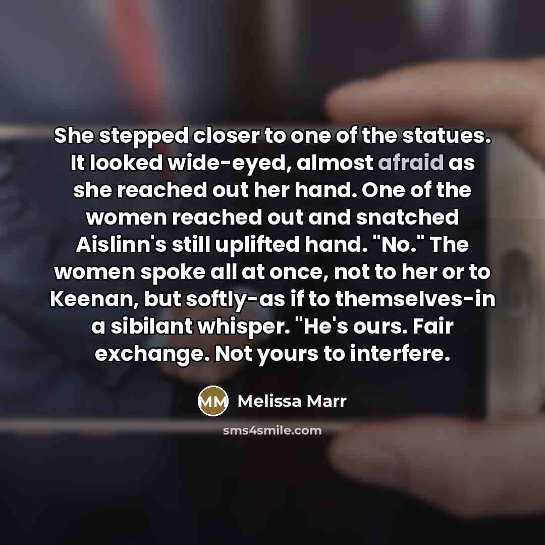 “She stepped closer to one of the statues. It looked…” quote by Melissa Marr
