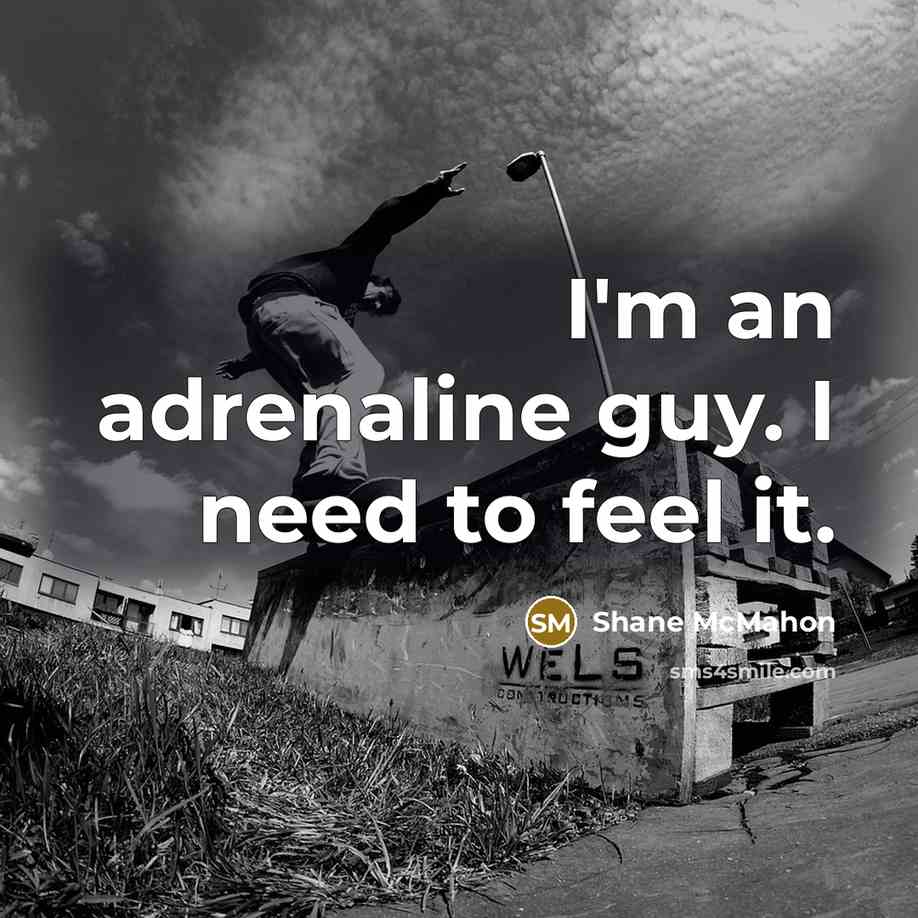 “I'm an adrenaline guy. I need to feel it.…” quote by Shane McMahon