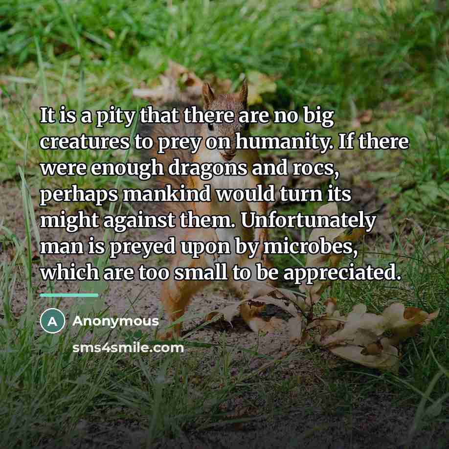“It is a pity that there are no big creatures…” quote by Anonymous