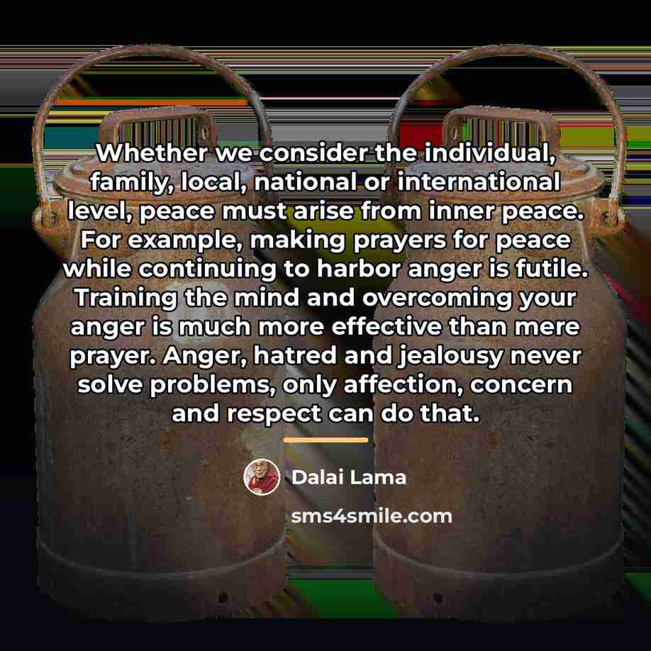 “Whether we consider the individual, family, local, national or international…” quote by Dalai Lama