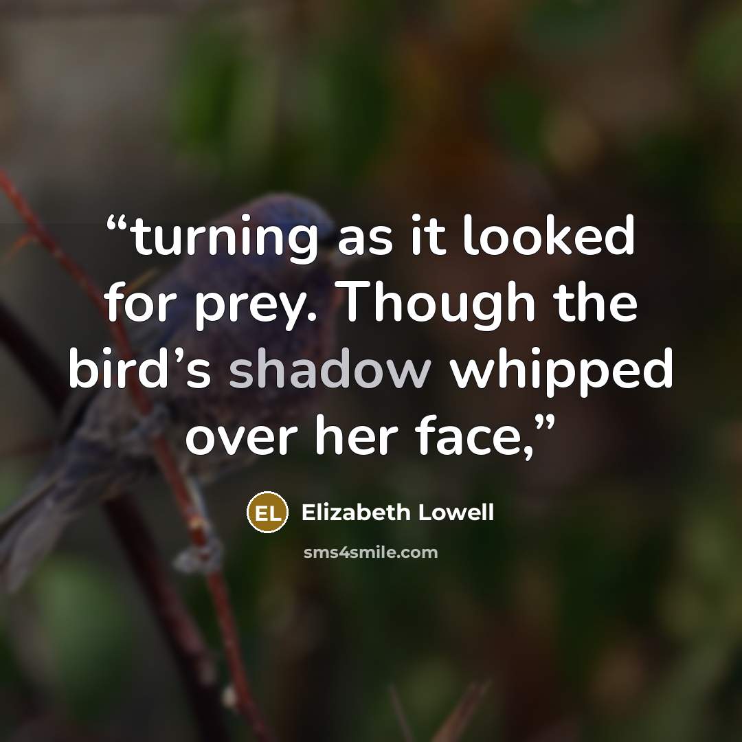 “turning as it looked for prey. Though the bird’s shadow whipped over her face,” quote by Elizabeth Lowell
