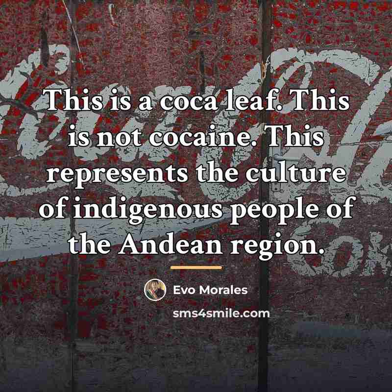 “This is a coca leaf. This is not cocaine. This…” quote by Evo Morales