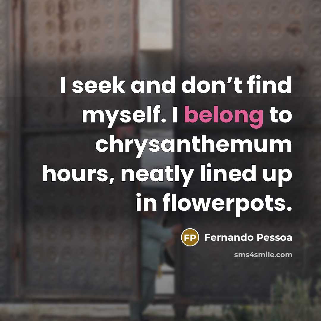 “I seek and don’t find myself. I belong to chrysanthemum…” quote by Fernando Pessoa