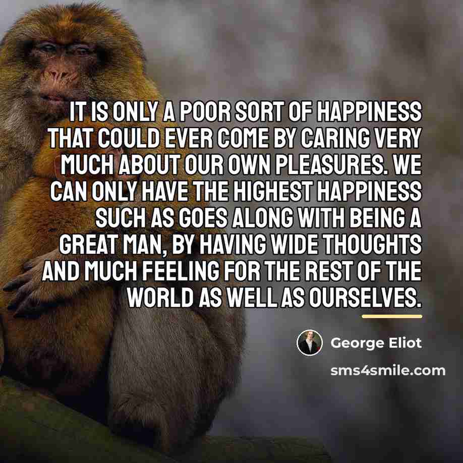 “It is only a poor sort of happiness that could…” quote by George Eliot
