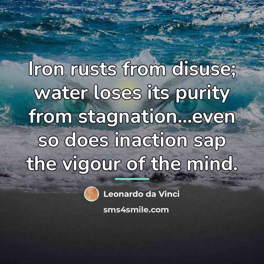 “Iron rusts from disuse; water loses its purity from stagnation...even…” quote by Leonardo Da Vinci