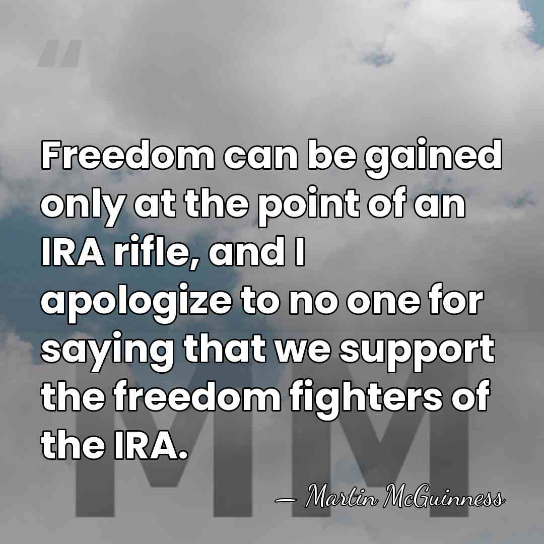 Freedom can be gained only at the point of an IRA rifle,&hellip; - Martin McGuinness