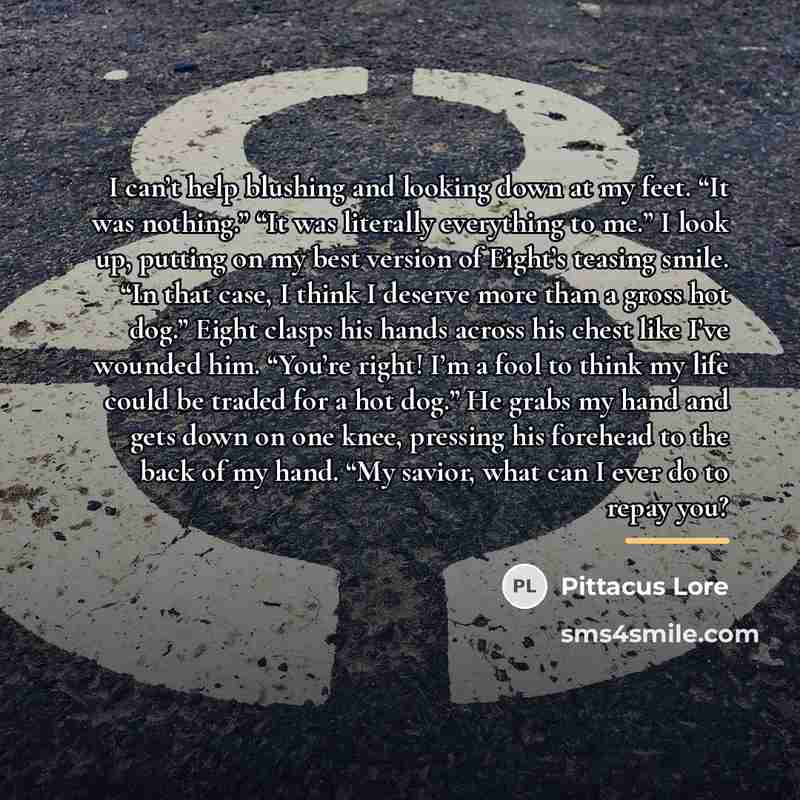 “I can’t help blushing and looking down at my feet.…” quote by Pittacus Lore