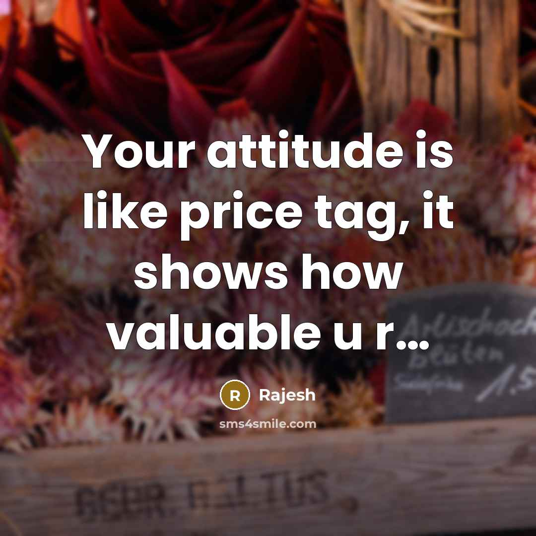“Your attitude is like price tag, it shows how valuable…” quote by Rajesh