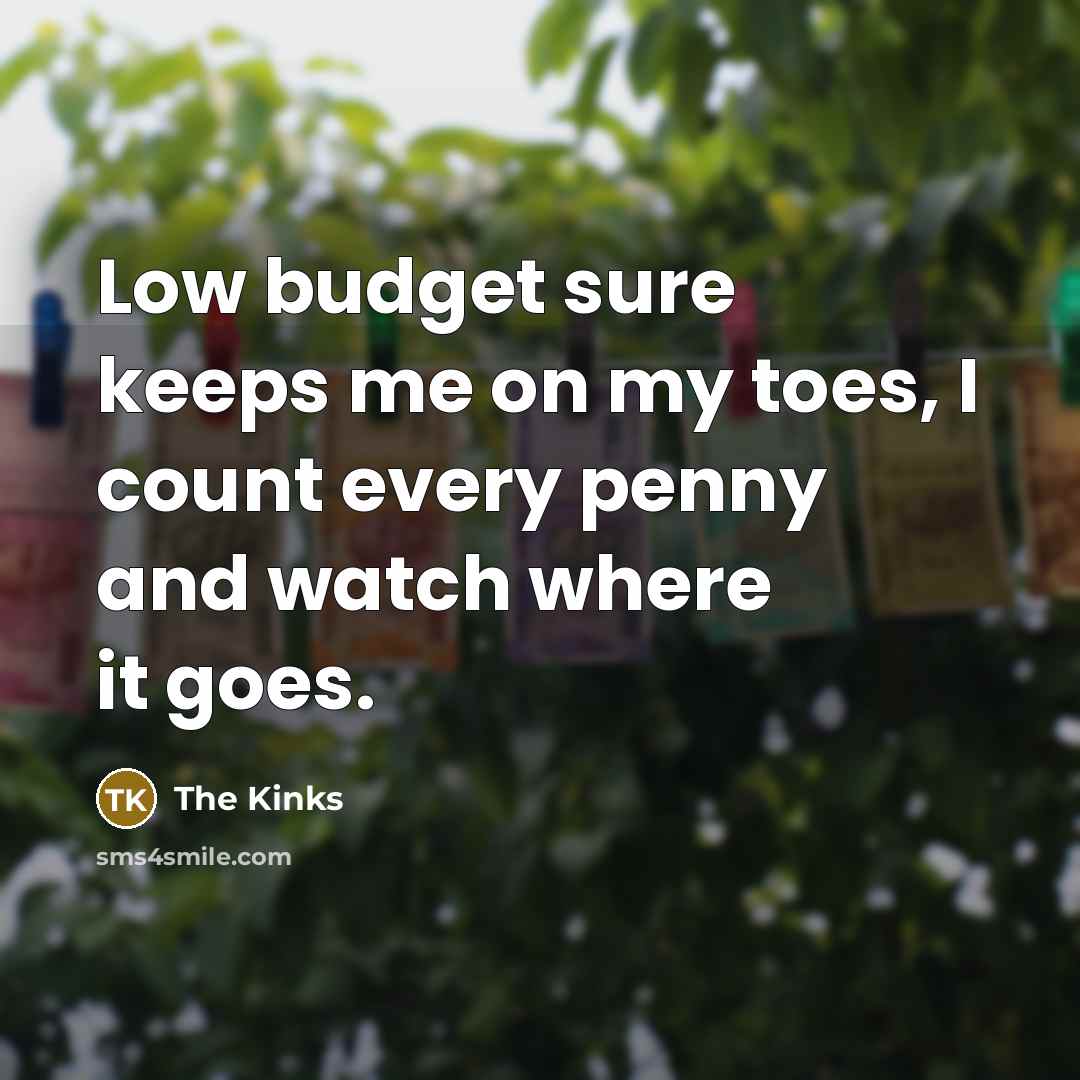 “Low budget sure keeps me on my toes, I count every penny and watch where it goes.” quote by The Kinks