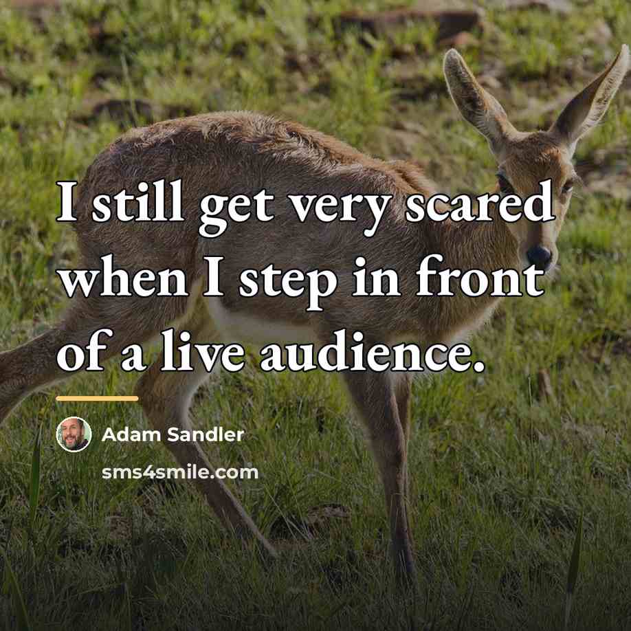 “I still get very scared when I step in front…” quote by Adam Sandler