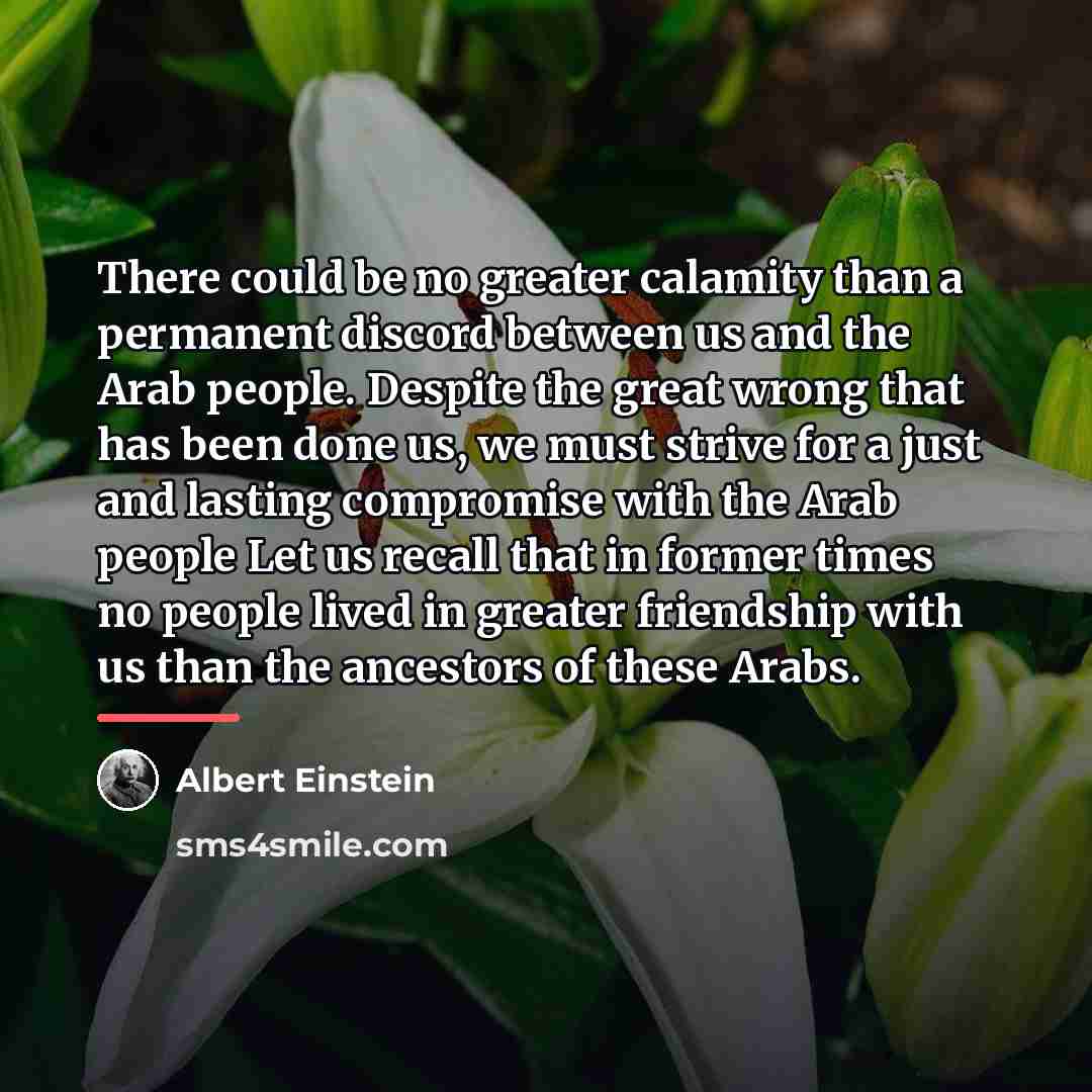 “There could be no greater calamity than a permanent discord…” quote by Albert Einstein