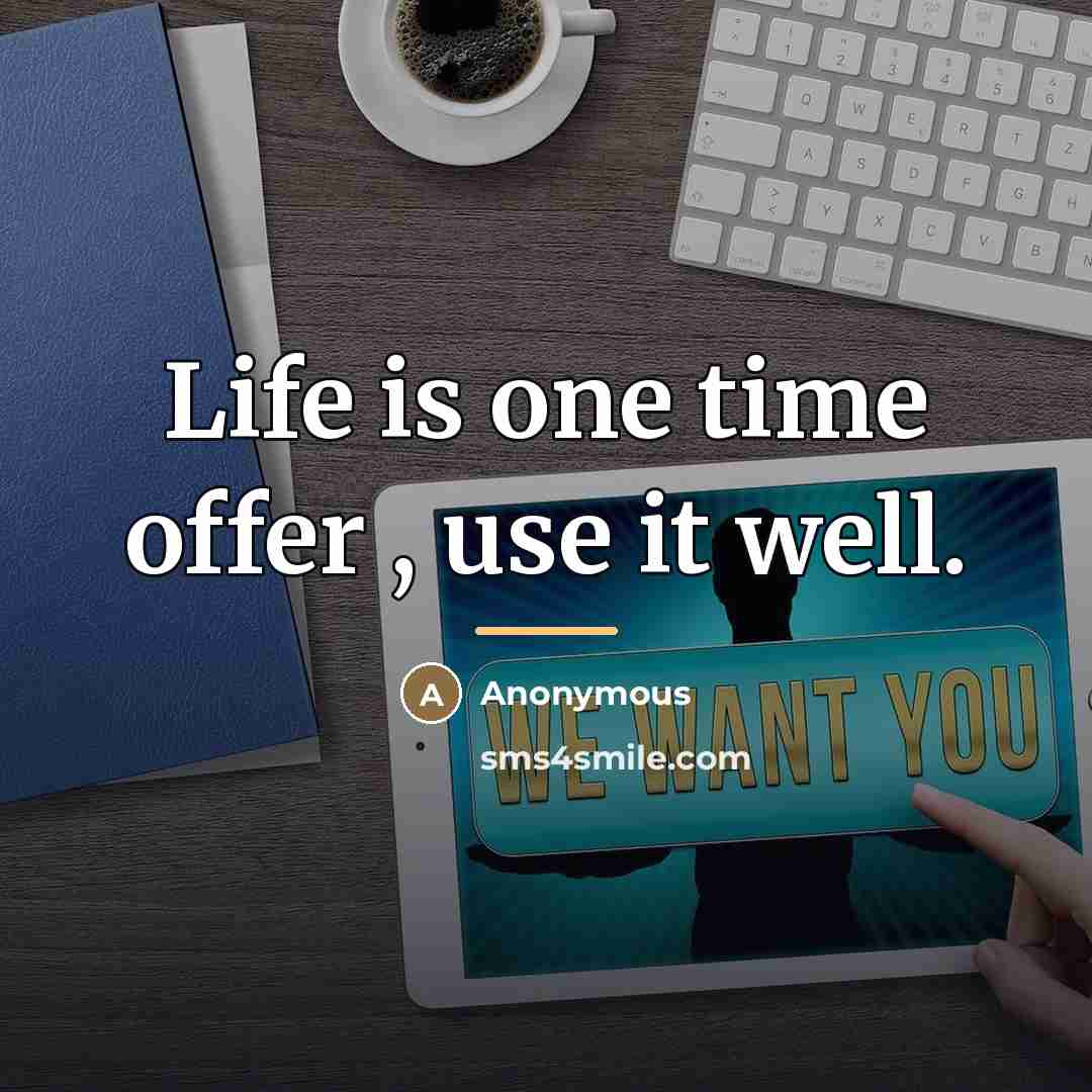 “Life is one time offer , use it well.…” quote by Anonymous