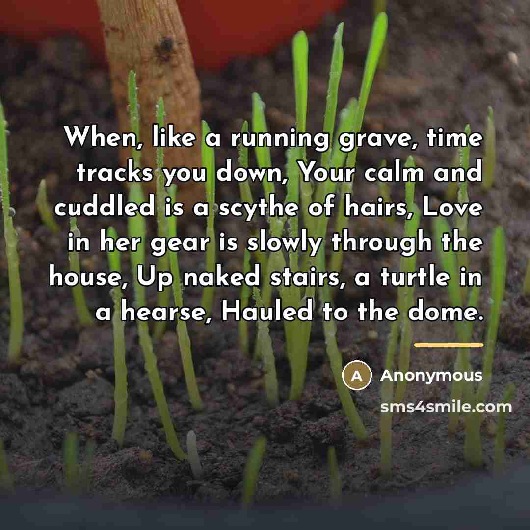 “When, like a running grave, time tracks you down, Your…” quote by Anonymous