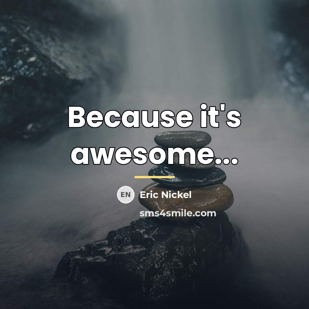 “Because it's awesome...…” quote by Eric Nickel