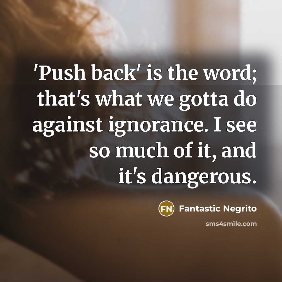 “'Push back' is the word; that's what we gotta do…” quote by Fantastic Negrito