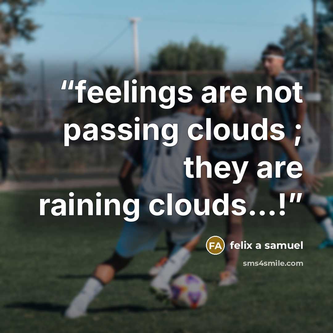 “feelings are not passing clouds ; they are raining clouds…!” quote by felix a samuel