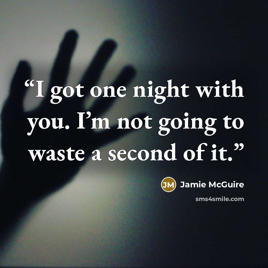 “I got one night with you. I’m not going to waste a second of it.” quote by Jamie McGuire