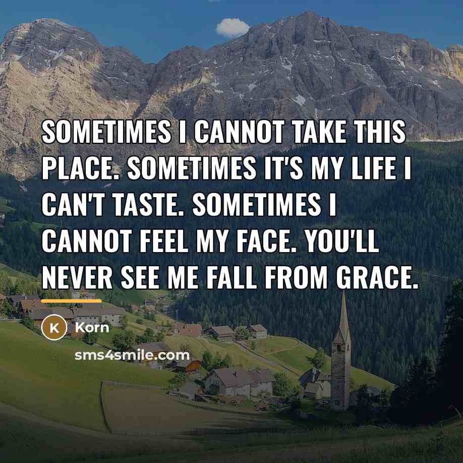 “Sometimes I cannot take this place. Sometimes it's my life…” quote by Korn