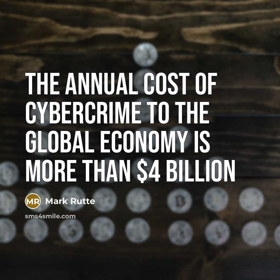 “The annual cost of cybercrime to the global economy is…” quote by Mark Rutte