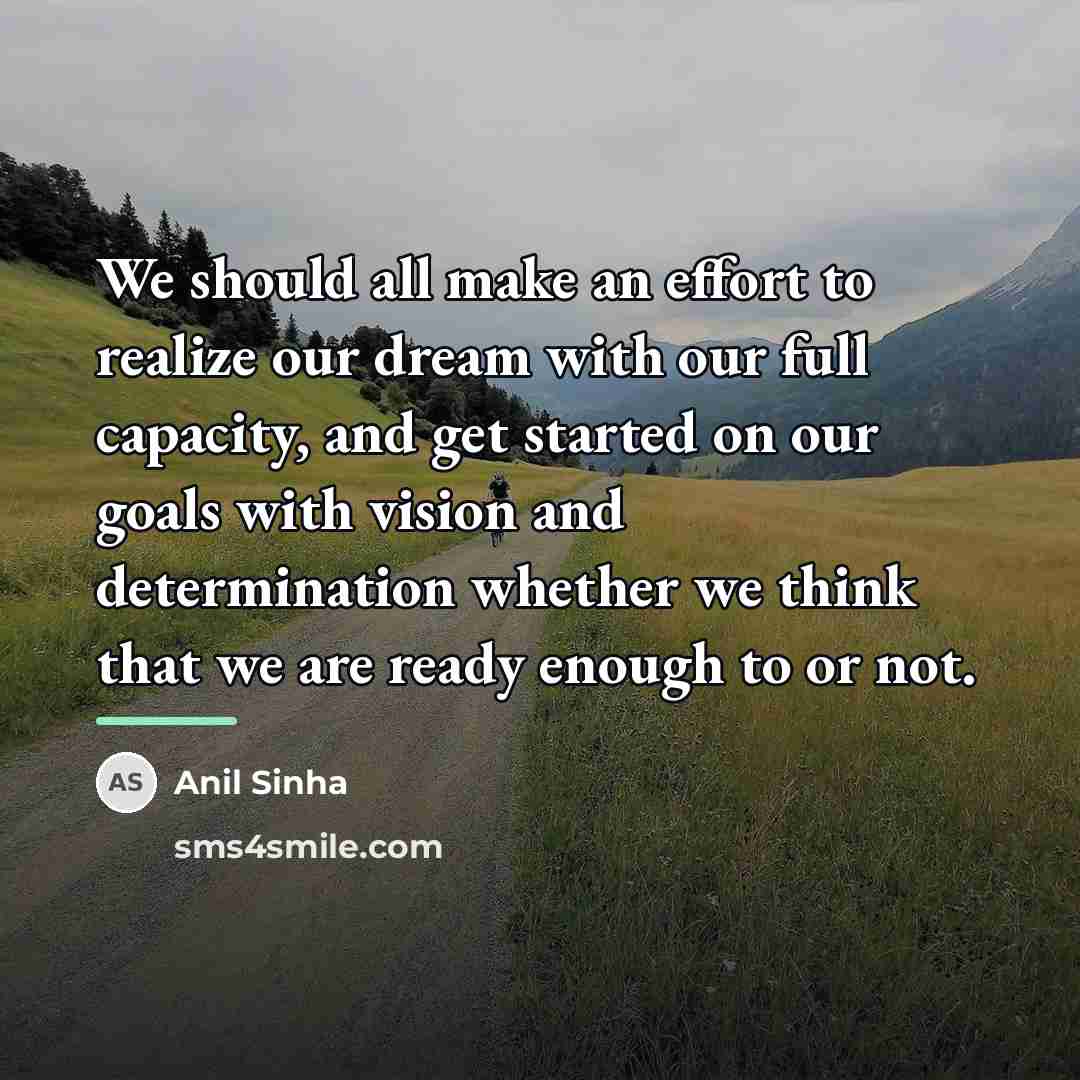 “We should all make an effort to realize our dream…” quote by Anil Sinha