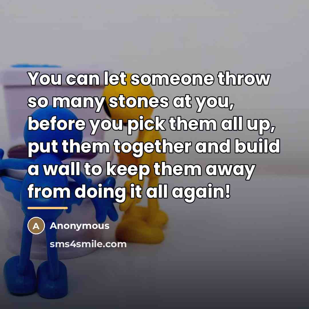 “You can let someone throw so many stones at you,…” quote by Anonymous