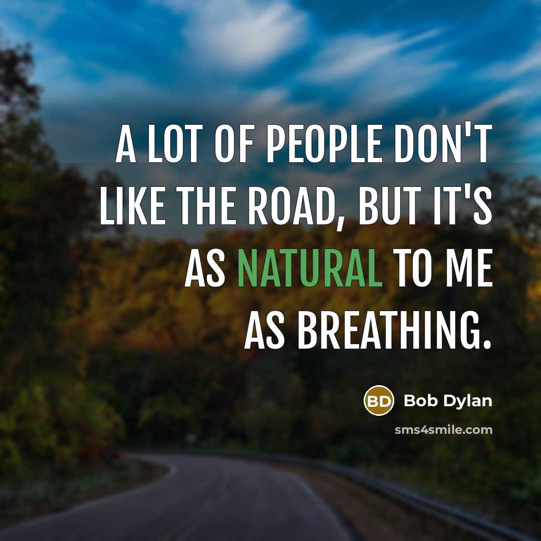 “A lot of people don't like the road, but it's…” quote by Bob Dylan