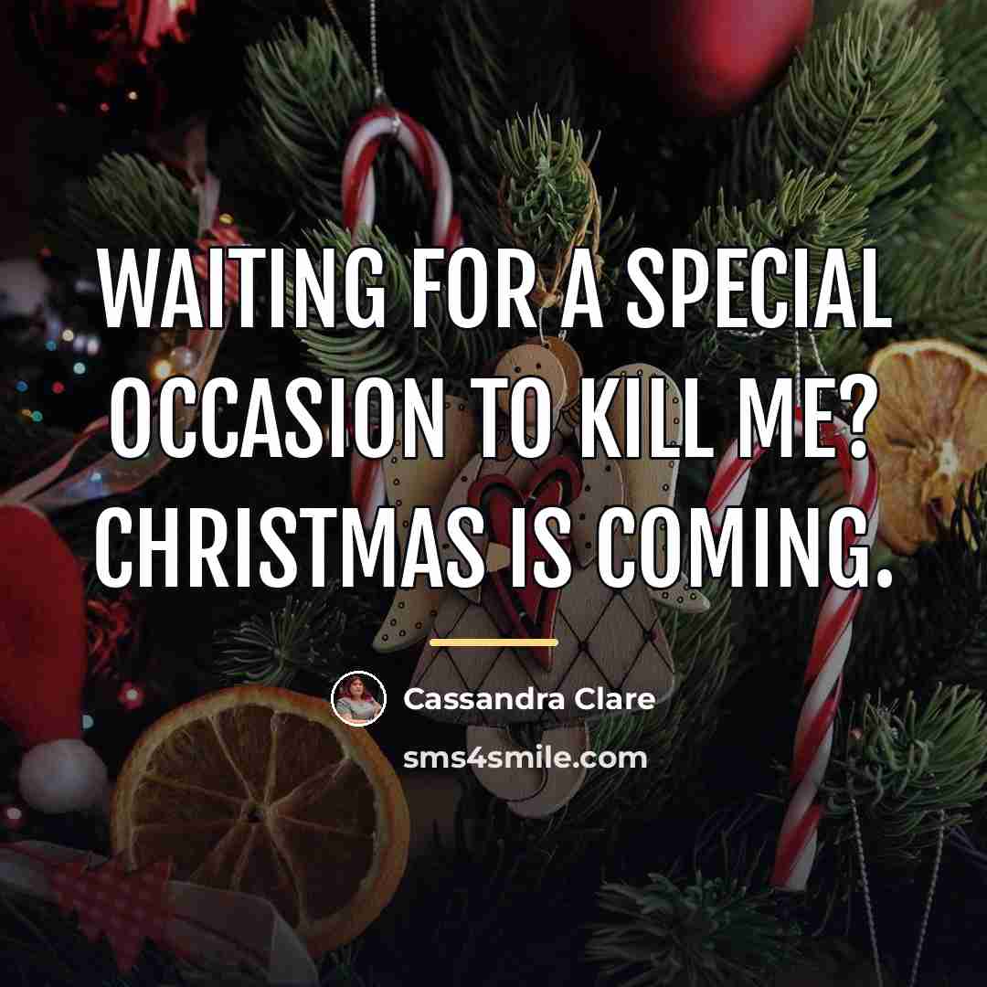 “Waiting for a special occasion to kill me? Christmas is…” quote by Cassandra Clare