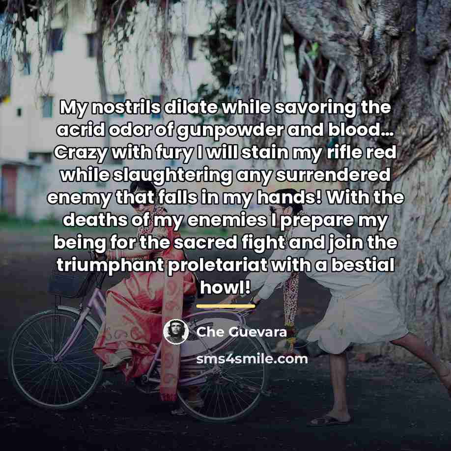 “My nostrils dilate while savoring the acrid odor of gunpowder…” quote by Che Guevara