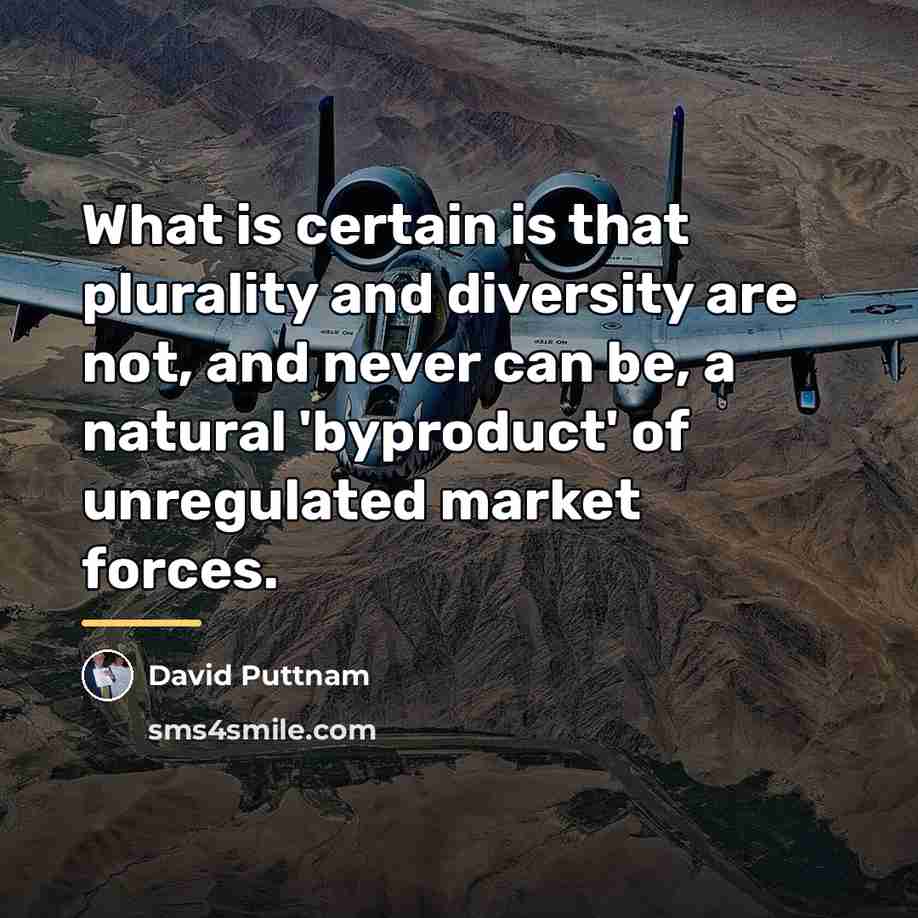 “What is certain is that plurality and diversity are not,…” quote by David Puttnam