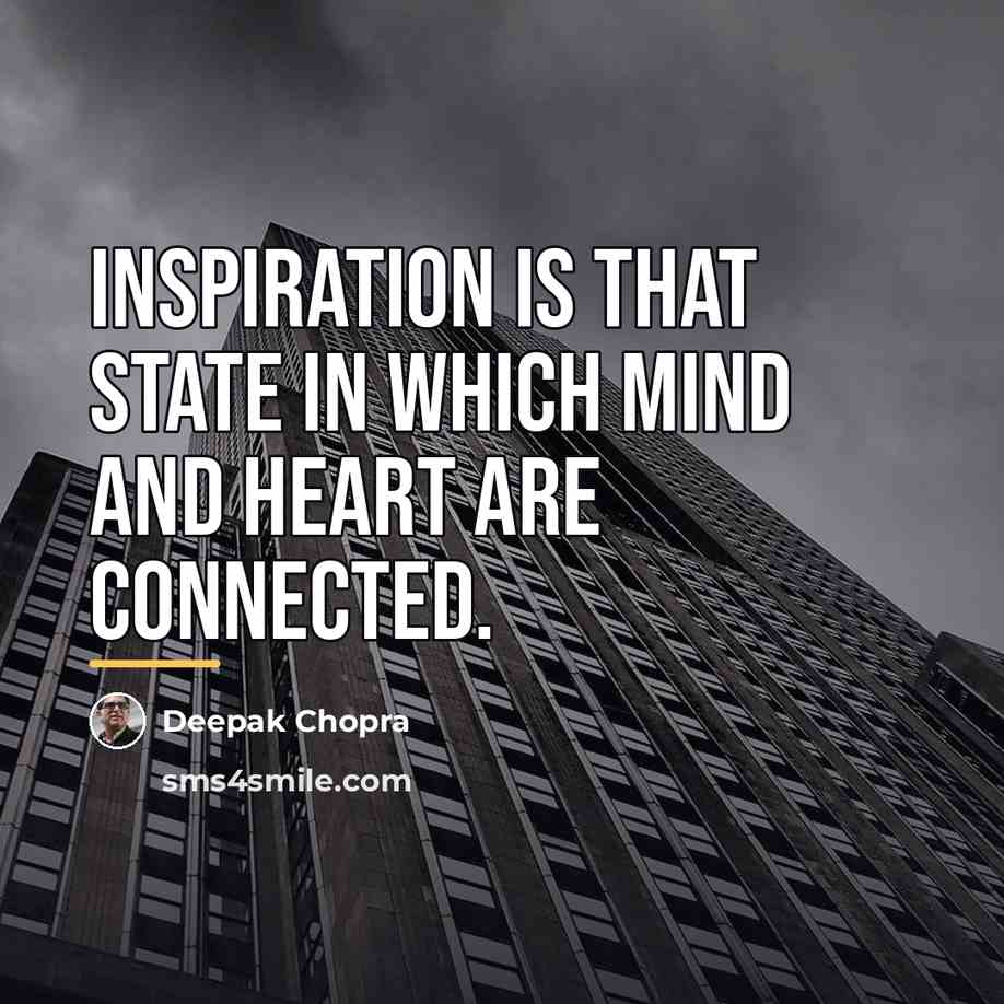 “Inspiration is that state in which mind and heart are…” quote by Deepak Chopra
