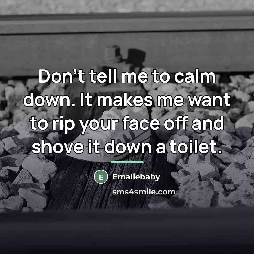 “Don't tell me to calm down. It makes me want…” quote by Emaliebaby
