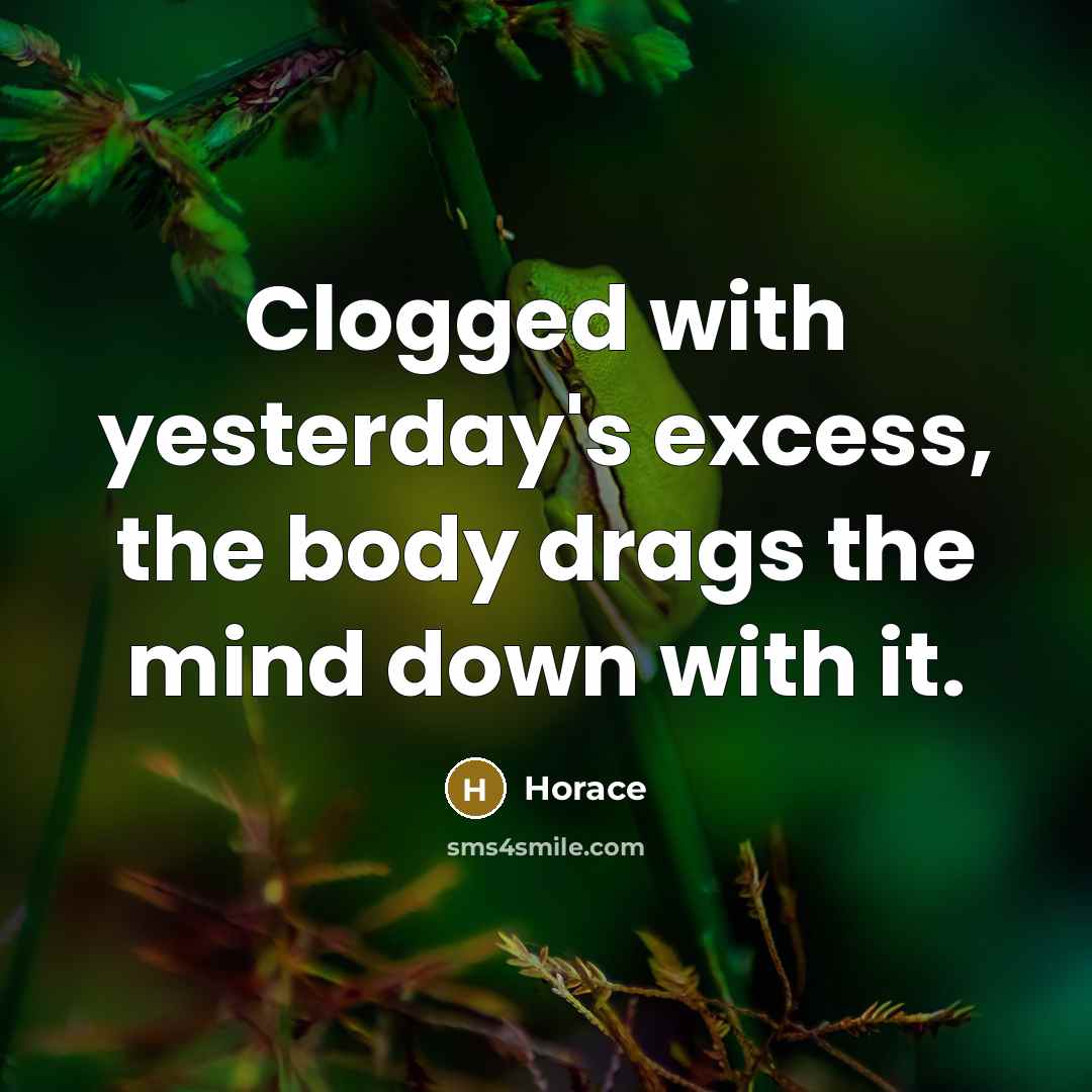 “Clogged with yesterday's excess, the body drags the mind down…” quote by Horace