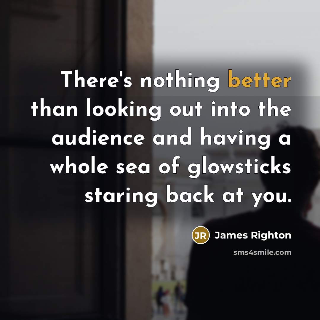 “There's nothing better than looking out into the audience and having a whole sea of glowsticks staring back at you.” quote by James Righton