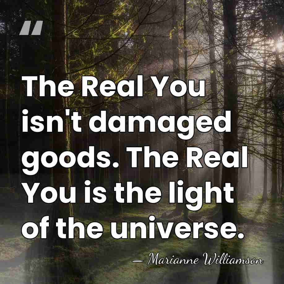 The Real You isn't damaged goods. The Real You is the light&hellip; - Marianne Williamson