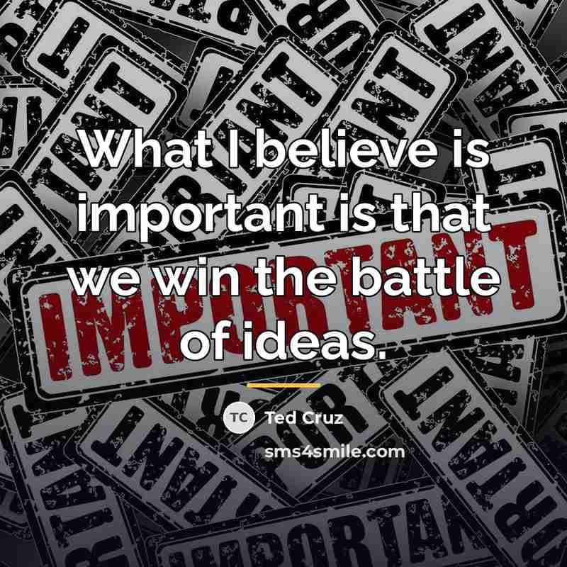 “What I believe is important is that we win the…” quote by Ted Cruz