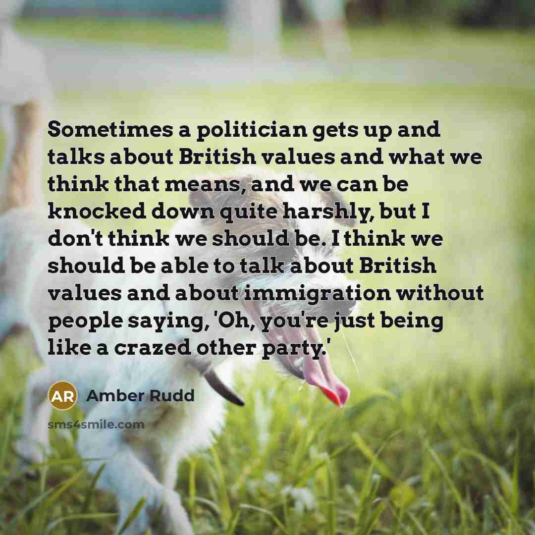 “Sometimes a politician gets up and talks about British values…” quote by Amber Rudd