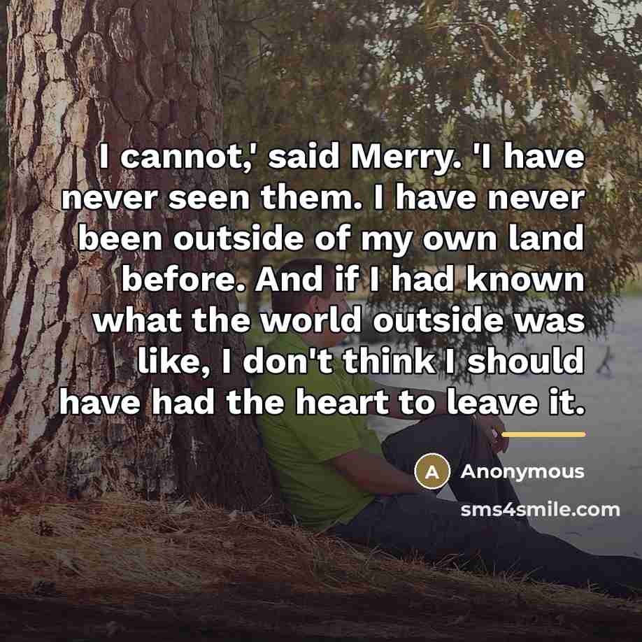“I cannot,' said Merry. 'I have never seen them. I…” quote by Anonymous
