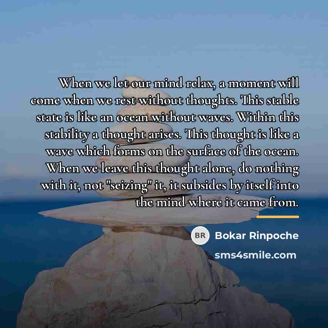 “When we let our mind relax, a moment will come…” quote by Bokar Rinpoche