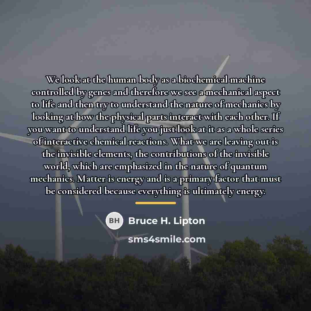 “We look at the human body as a biochemical machine…” quote by Bruce H. Lipton
