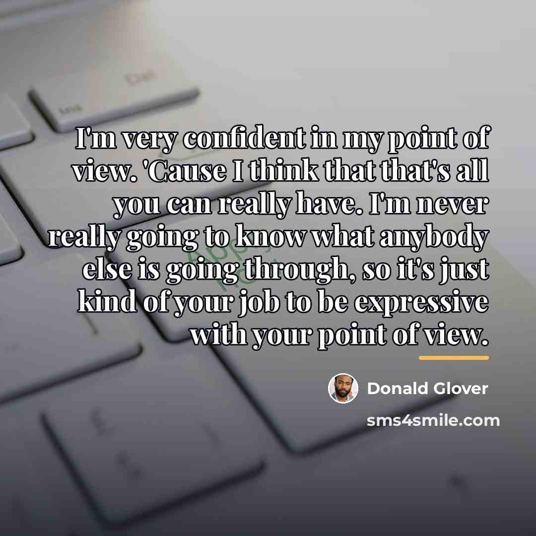 “I'm very confident in my point of view. 'Cause I…” quote by Donald Glover