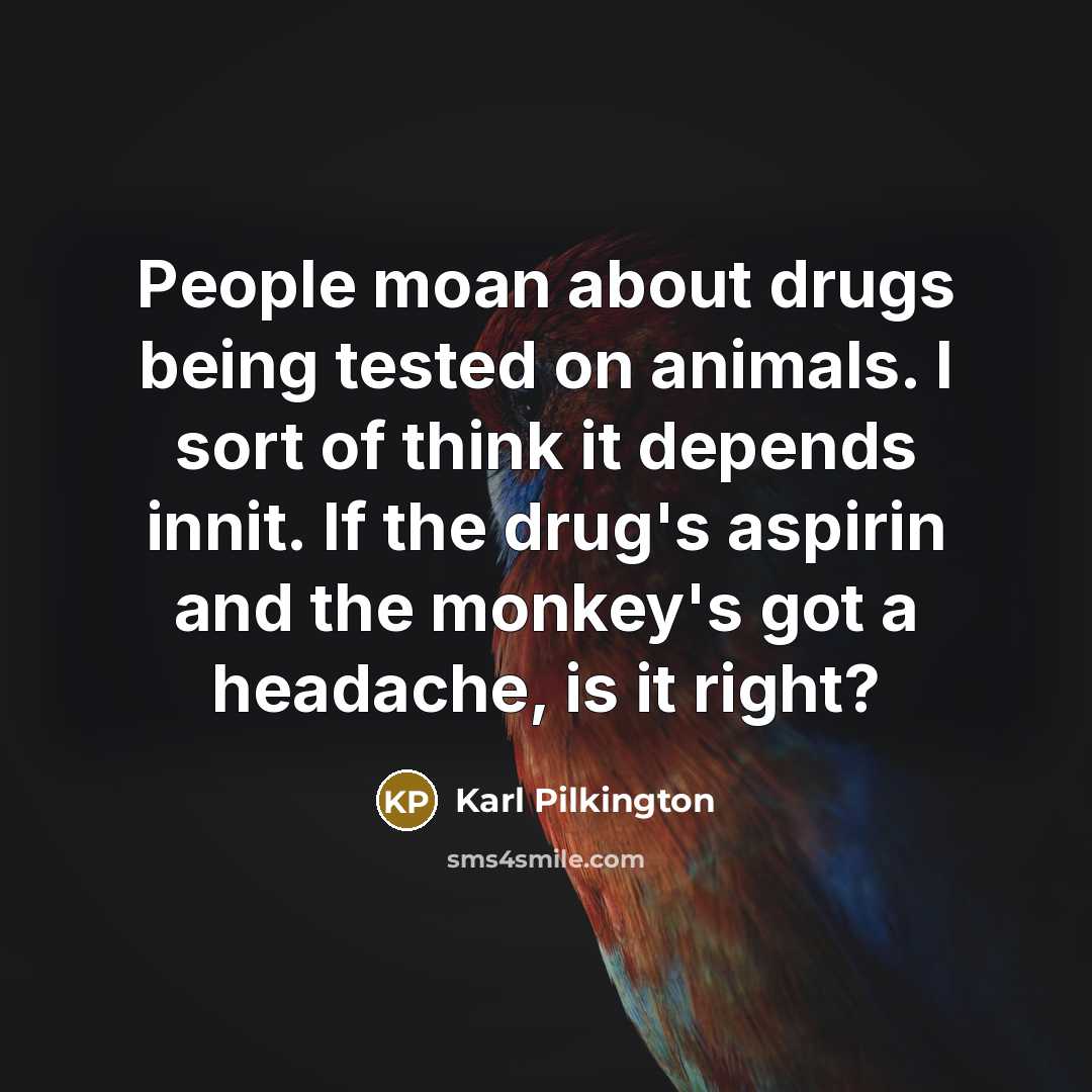 “People moan about drugs being tested on animals. I sort…” quote by Karl Pilkington