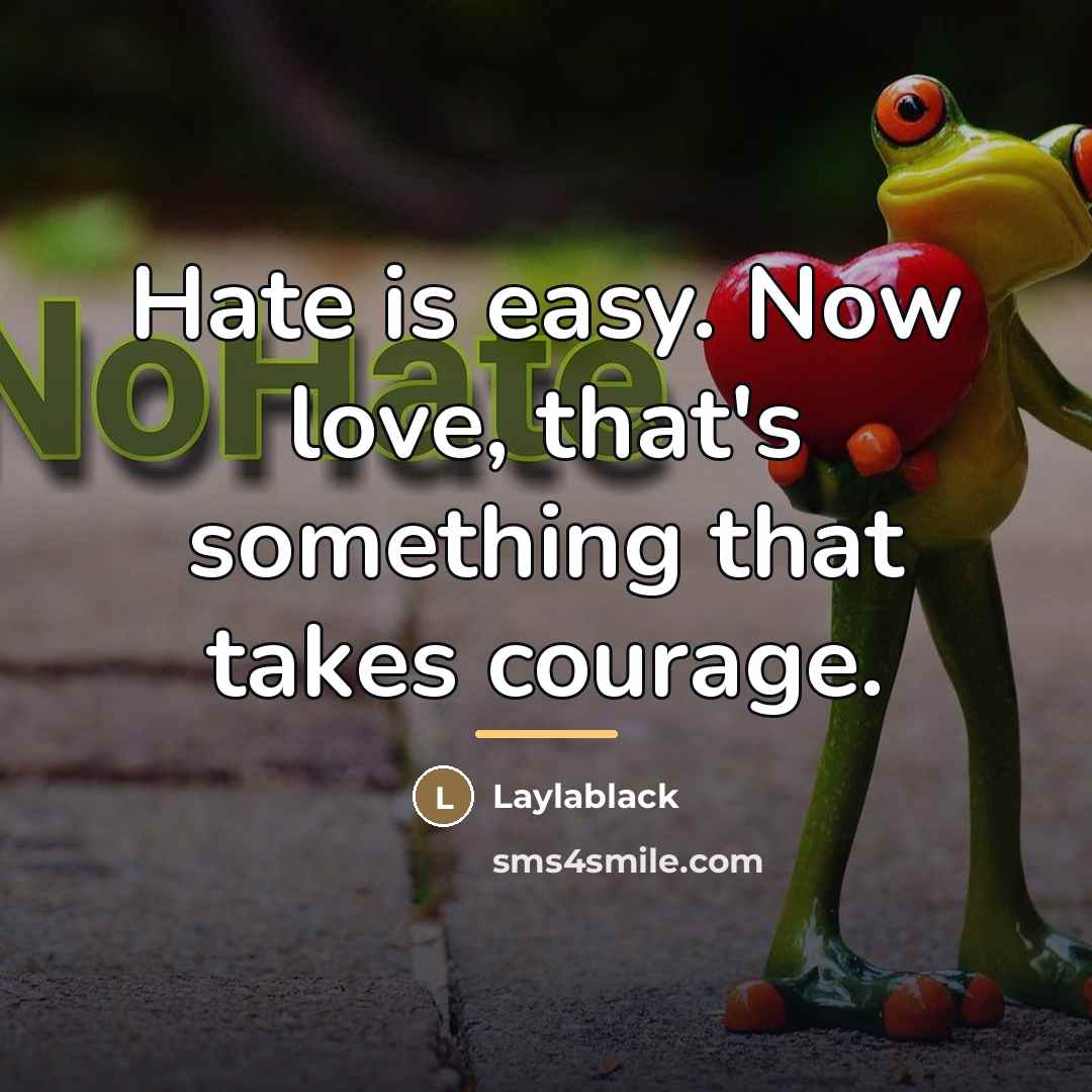 “Hate is easy. Now love, that's something that takes courage.…” quote by Laylablack