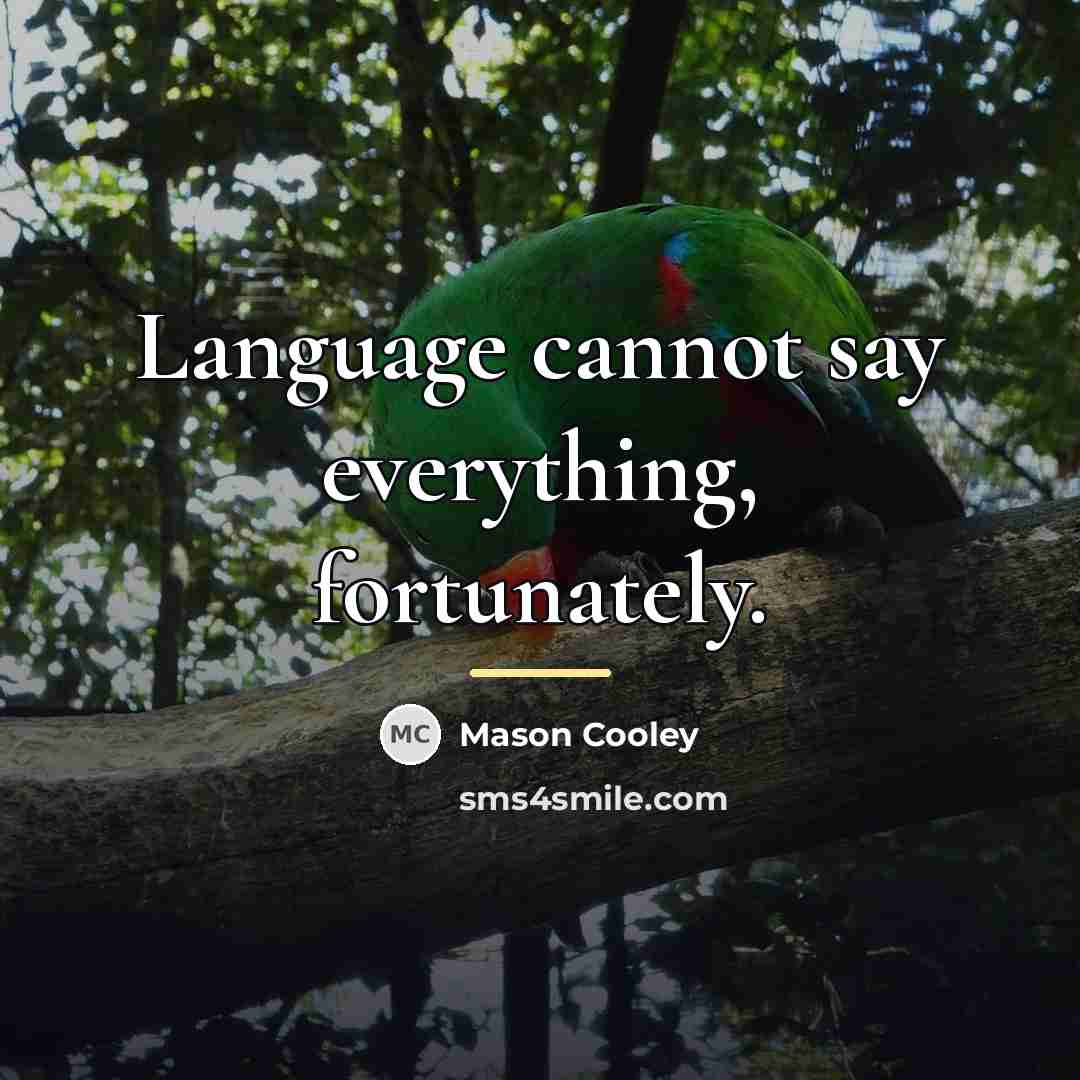 “Language cannot say everything, fortunately.…” quote by Mason Cooley