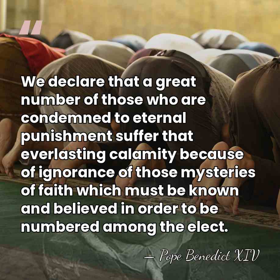 We declare that a great number of those who are condemned to&hellip; - Pope Benedict XIV