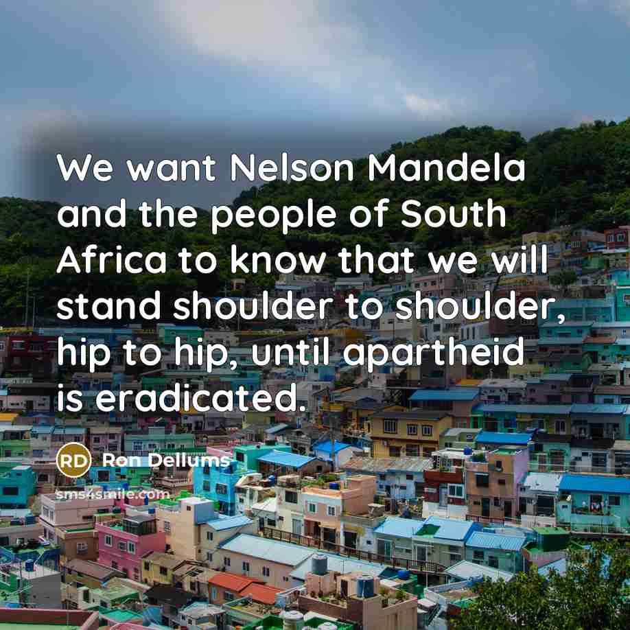 “We want Nelson Mandela and the people of South Africa…” quote by Ron Dellums